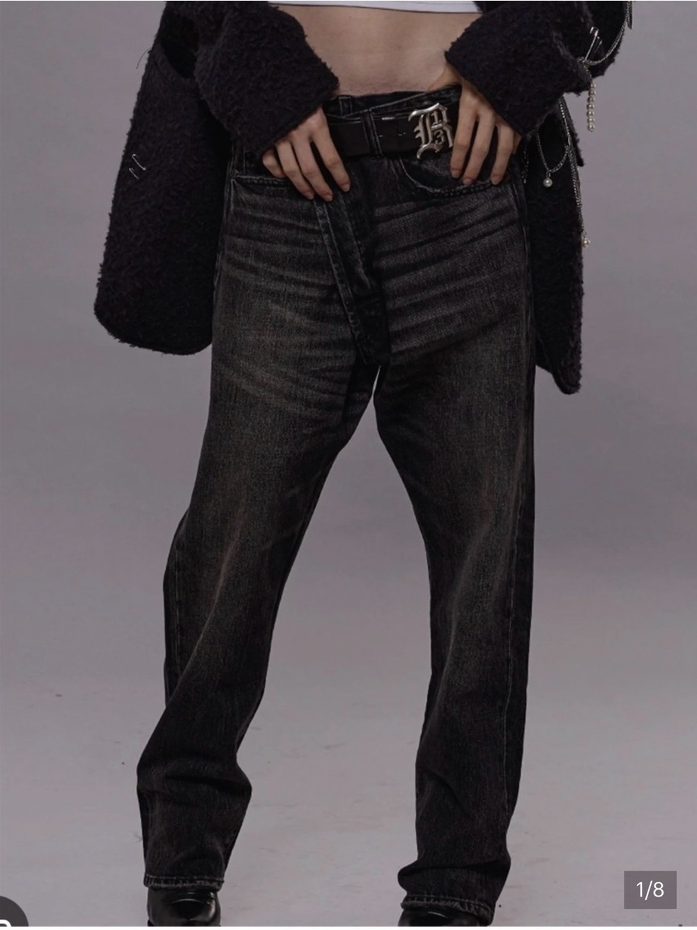 R13 Women’s Black Washed Jeans Crossover - Picture 2 of 8